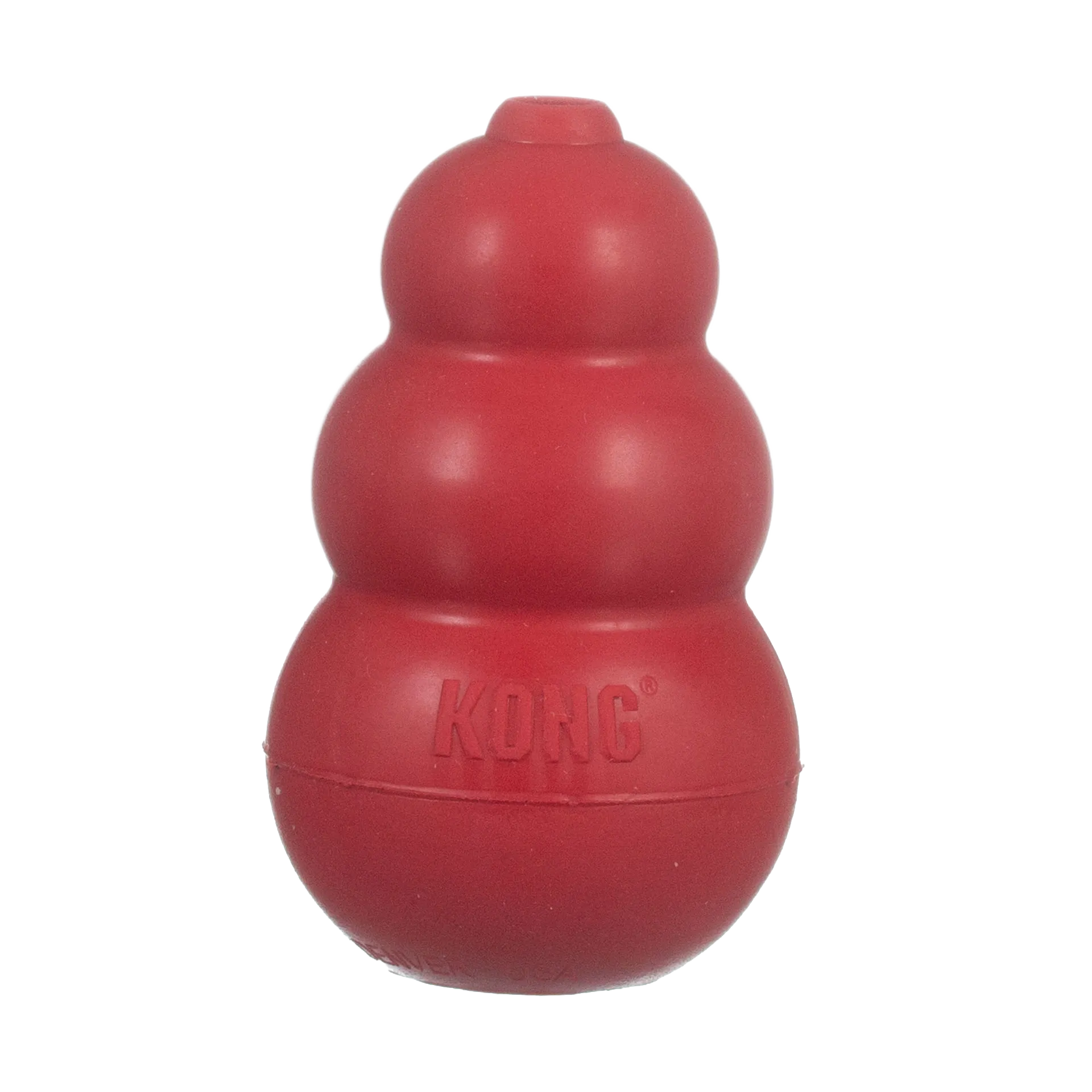 Kong® Classic,"Red three-tier rubber dog toy, front view"