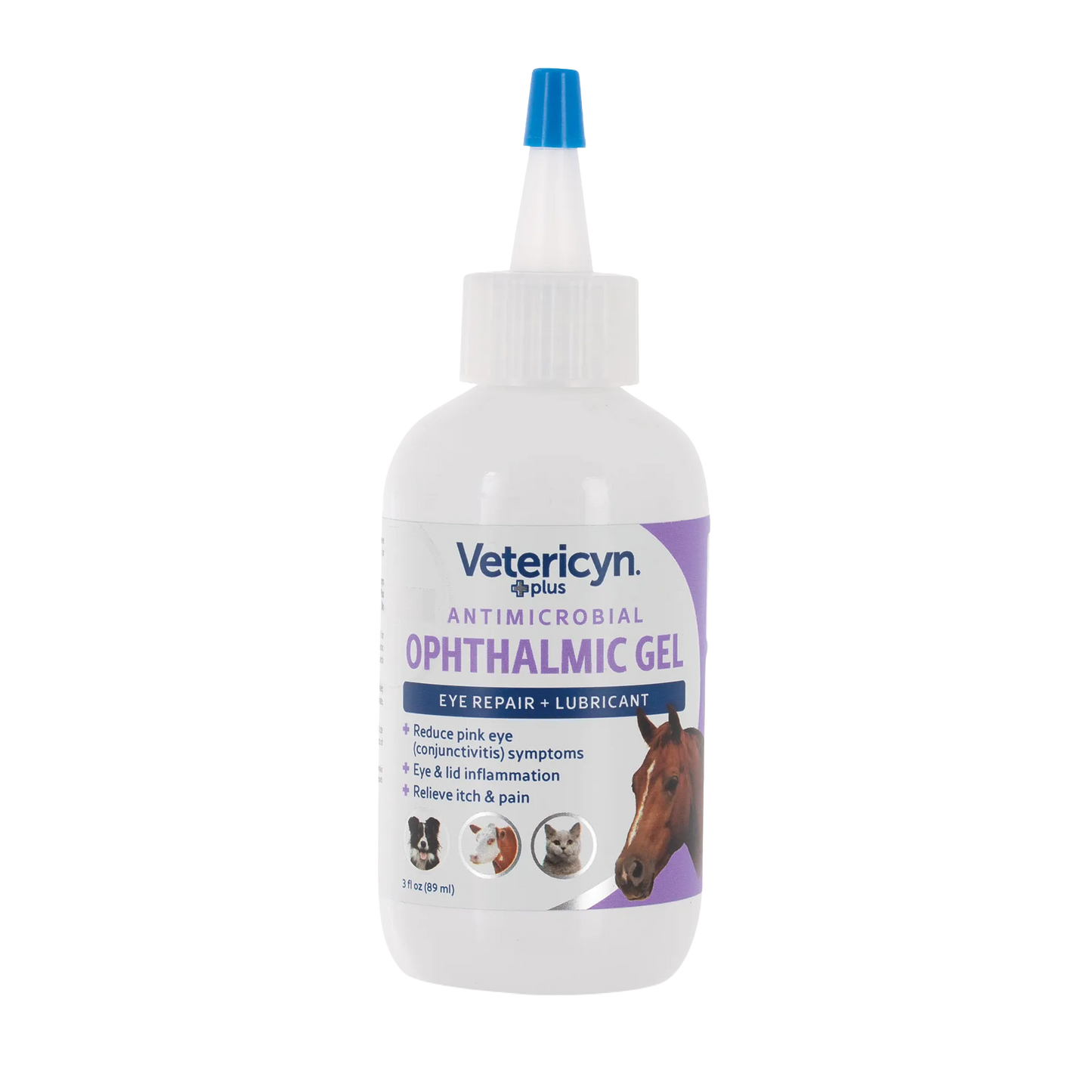 Vetericyn® Plus Animal Ophthalmic Gel,"White squeeze bottle with blue nozzle cap and animal label"