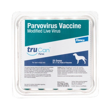 TruCan™ Parvo (Duramune Max Pv),"Square vaccine package in clear plastic tray"