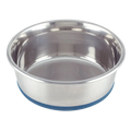 Heavy Premium Pet Dishes,"Stainless steel pet dish with blue non-skid base"