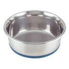 Heavy Premium Pet Dishes,"Stainless steel pet dish with blue non-skid base"