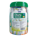 Inaba® Churu® Cat Treats,"Clear plastic jar with green lid holding treat tubes"