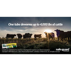 Safe-Guard® Equine Dewormer,"Dewormer tube and box with cattle pasture scene"