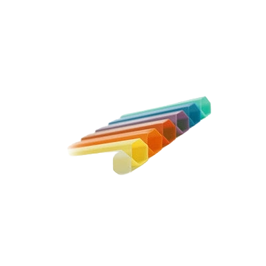 Goblet Hex IMV,"Stacked multicolor hexagonal plastic tubes"