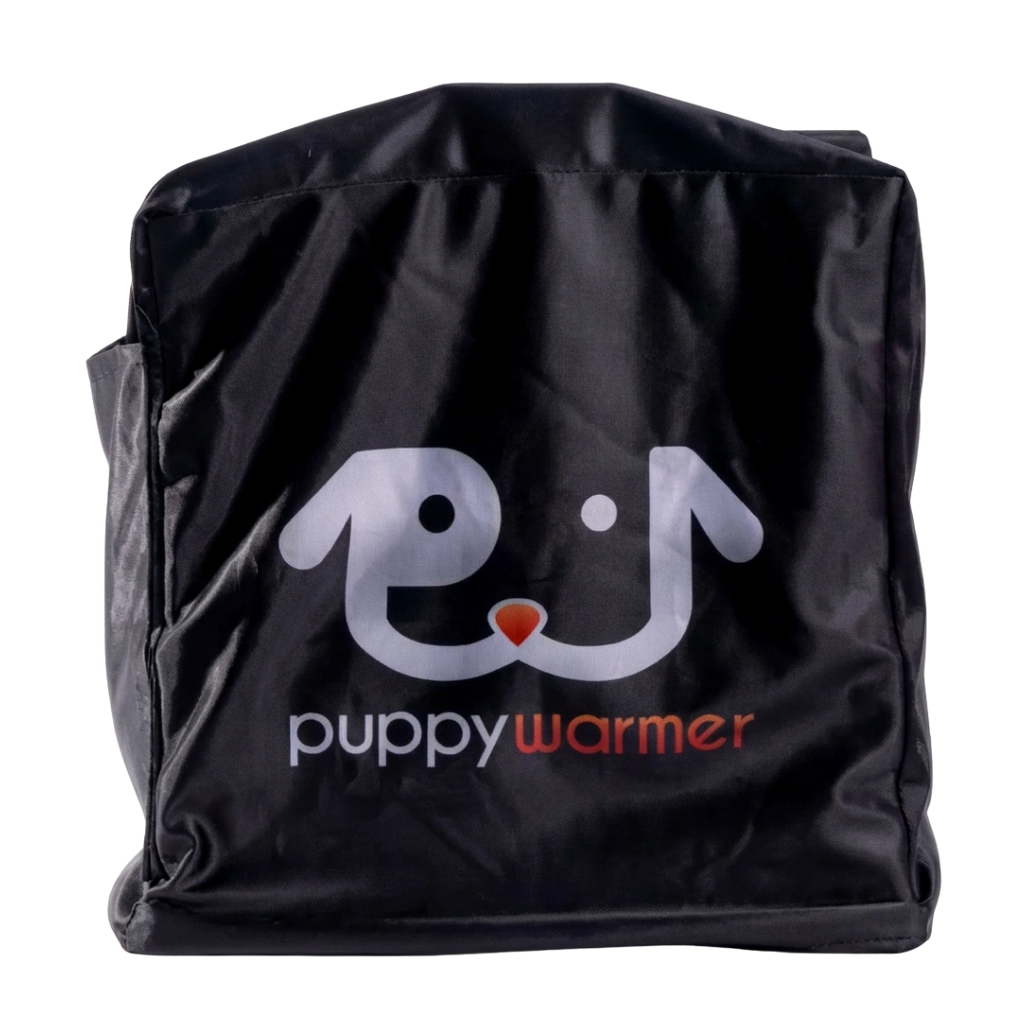 Puppywarmer Cover,"Black fabric cover with front flap and side pocket"