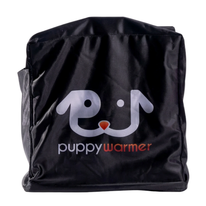 Puppywarmer Cover,"Black fabric cover with front flap and side pocket"