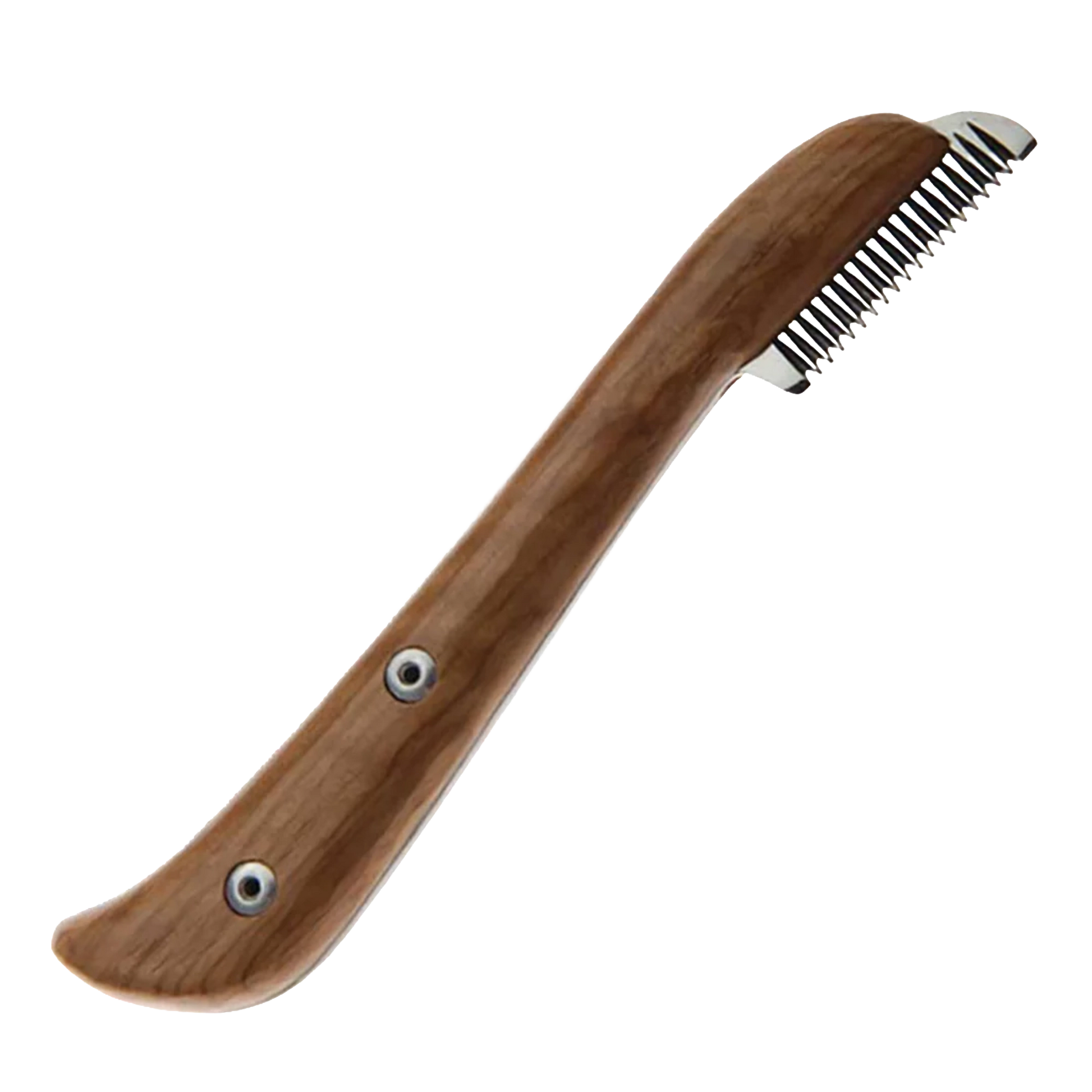 Aaronco Medium Stripping Knife,"Wood-handled stripping knife with metal comb teeth"