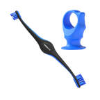 BrushMate Premium Toothbrush with Biteblock,"Black double-ended toothbrush with blue bite block"