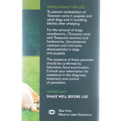 Worm Protector® 2X,"Side panel of product box with dog image and directions"