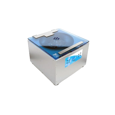 MX5 Centrifuge with Swing out Rotor,"Benchtop centrifuge with blue lid and front control panel"
