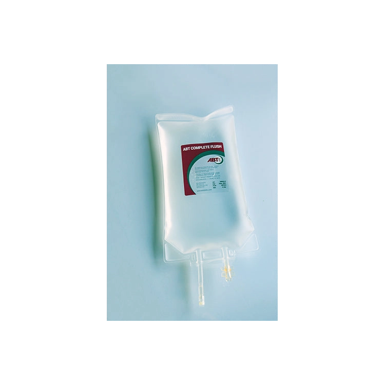 ABT Complete Flush,"Clear fluid bag with tubing and connector ports"