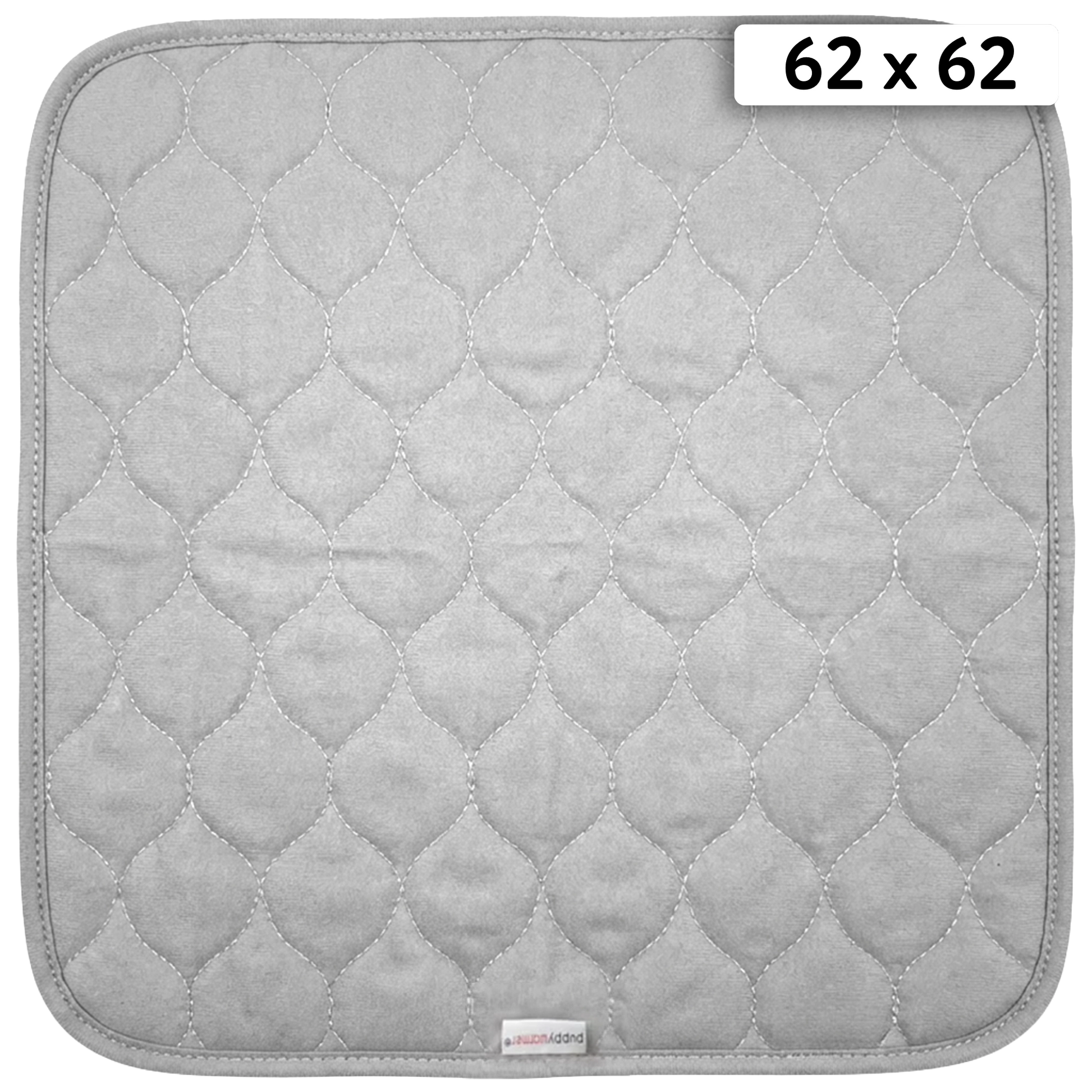 Puppywarmer Whelping Box Pad,"Gray quilted square pad with rounded corners"