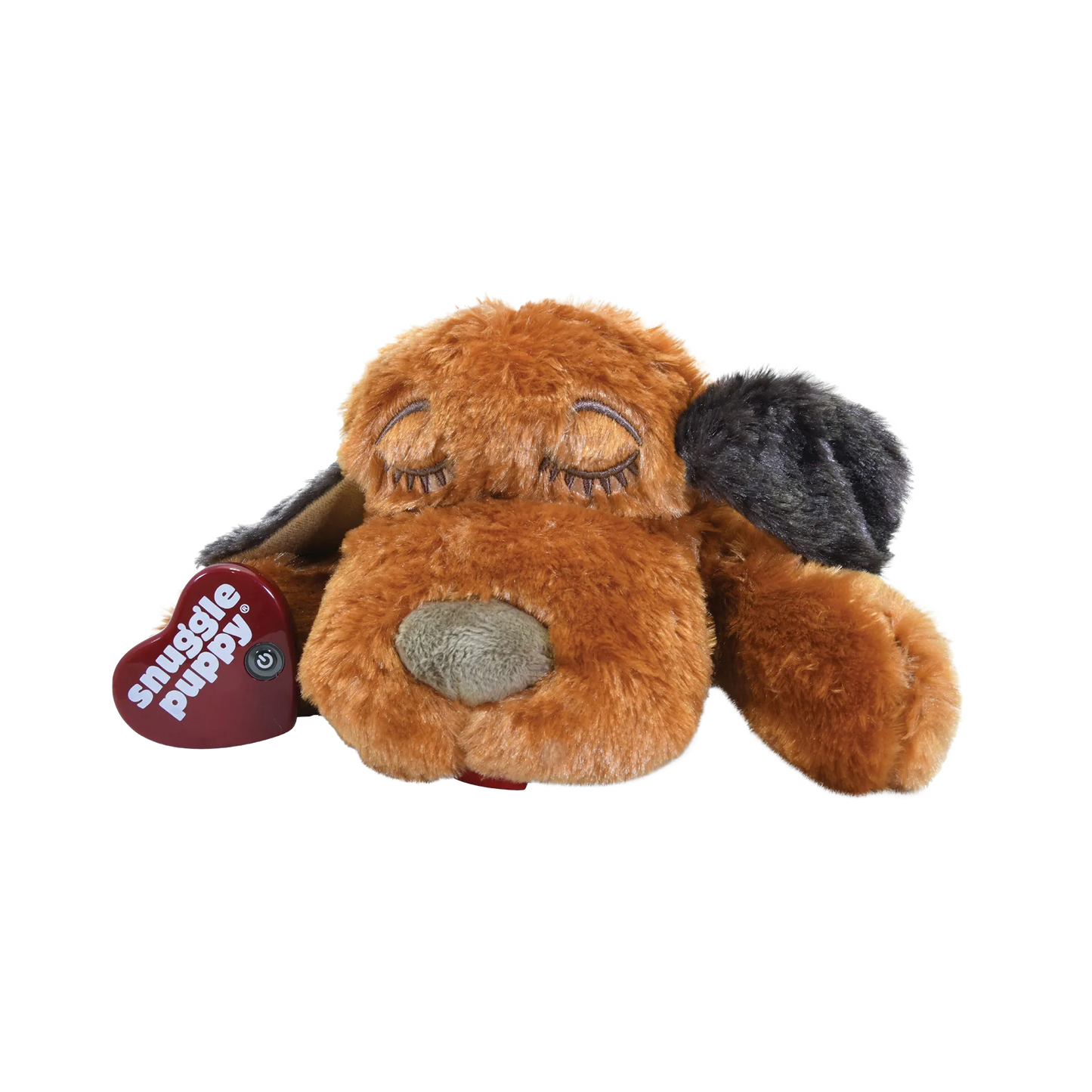 Snuggle Puppy & Kitten,"Brown plush dog with closed eyes and heart-shaped device"