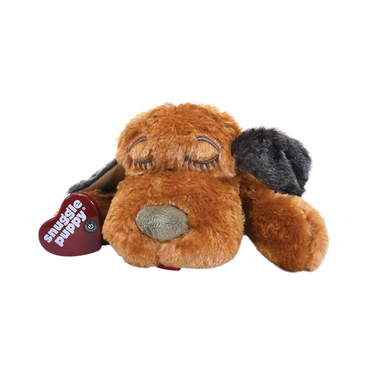 Snuggle Puppy & Kitten,"Brown plush dog with closed eyes and heart-shaped device"