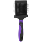 Dematting Extra Firm Slicker Brush,"Black slicker brush with purple grip handle"