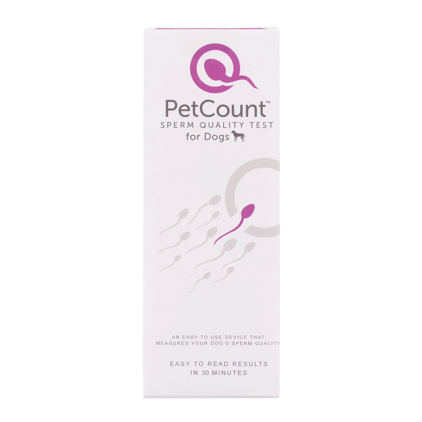 PetCount™,"Tall white product box with pink sperm graphic"