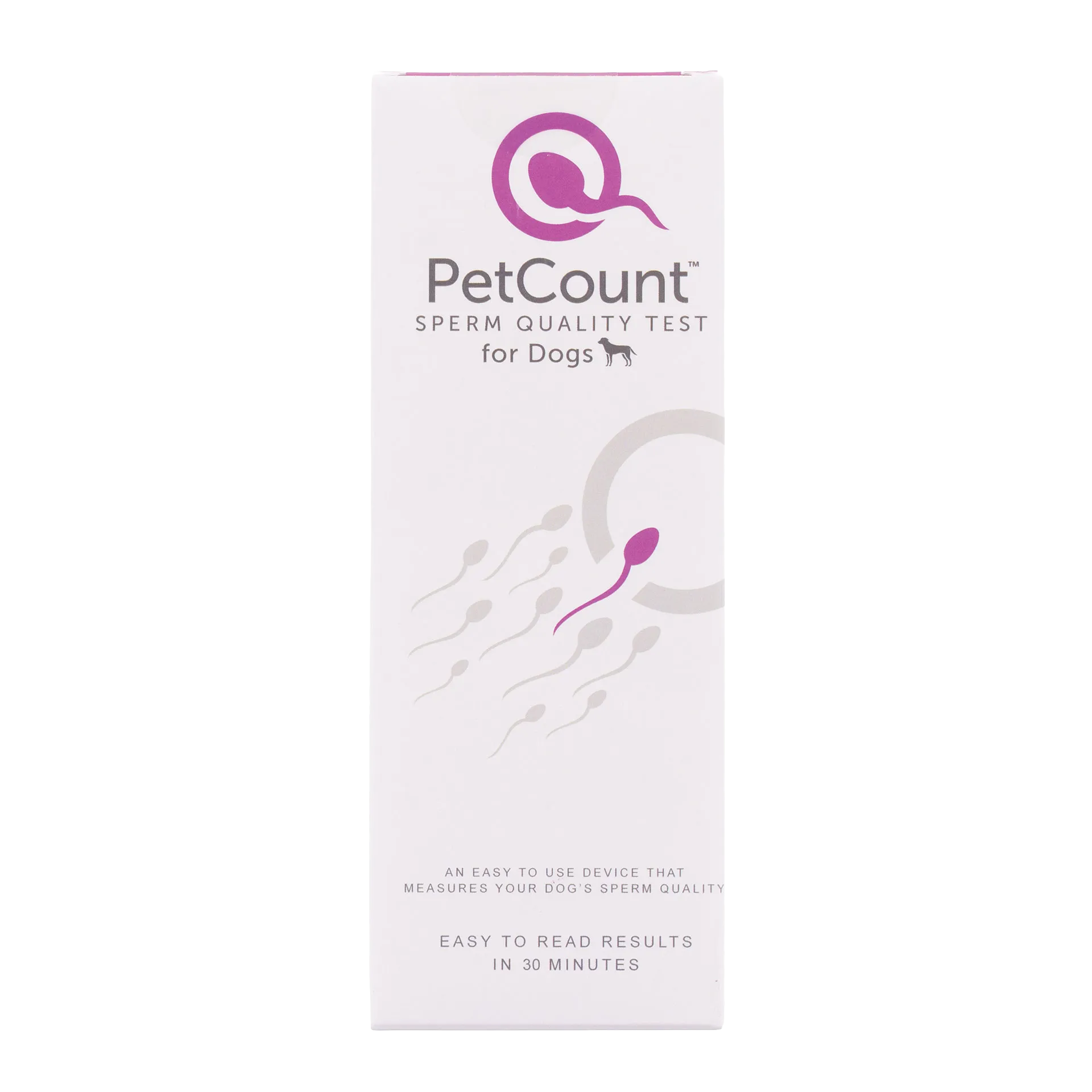 PetCount™,"Tall white product box with pink sperm graphic"