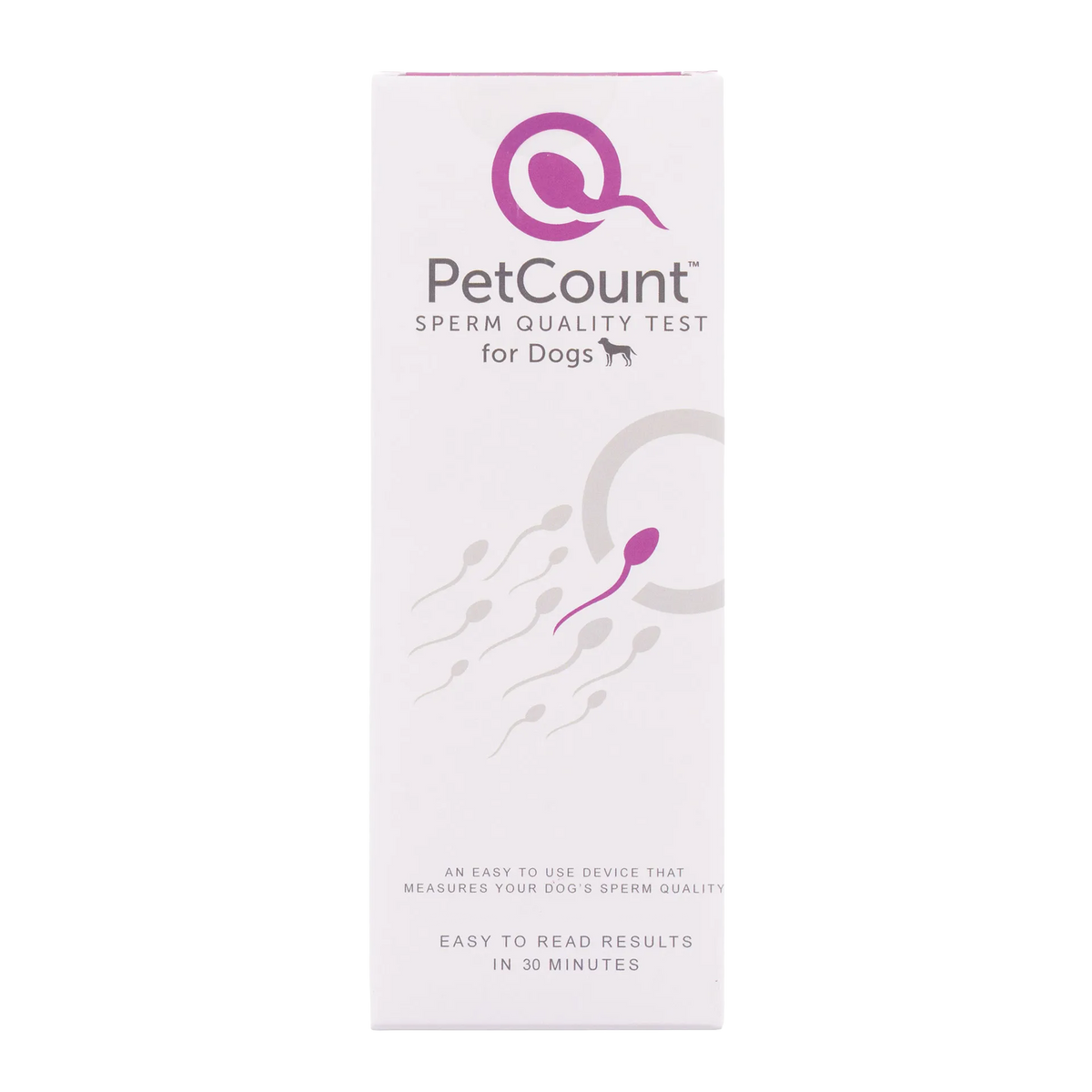 PetCount™,"Tall white product box with pink sperm graphic"