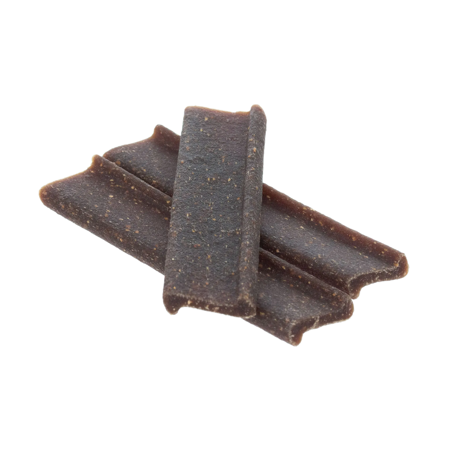 C.E.T.® VeggieDent® Fr3sh,"Three dark chew sticks stacked in close-up"