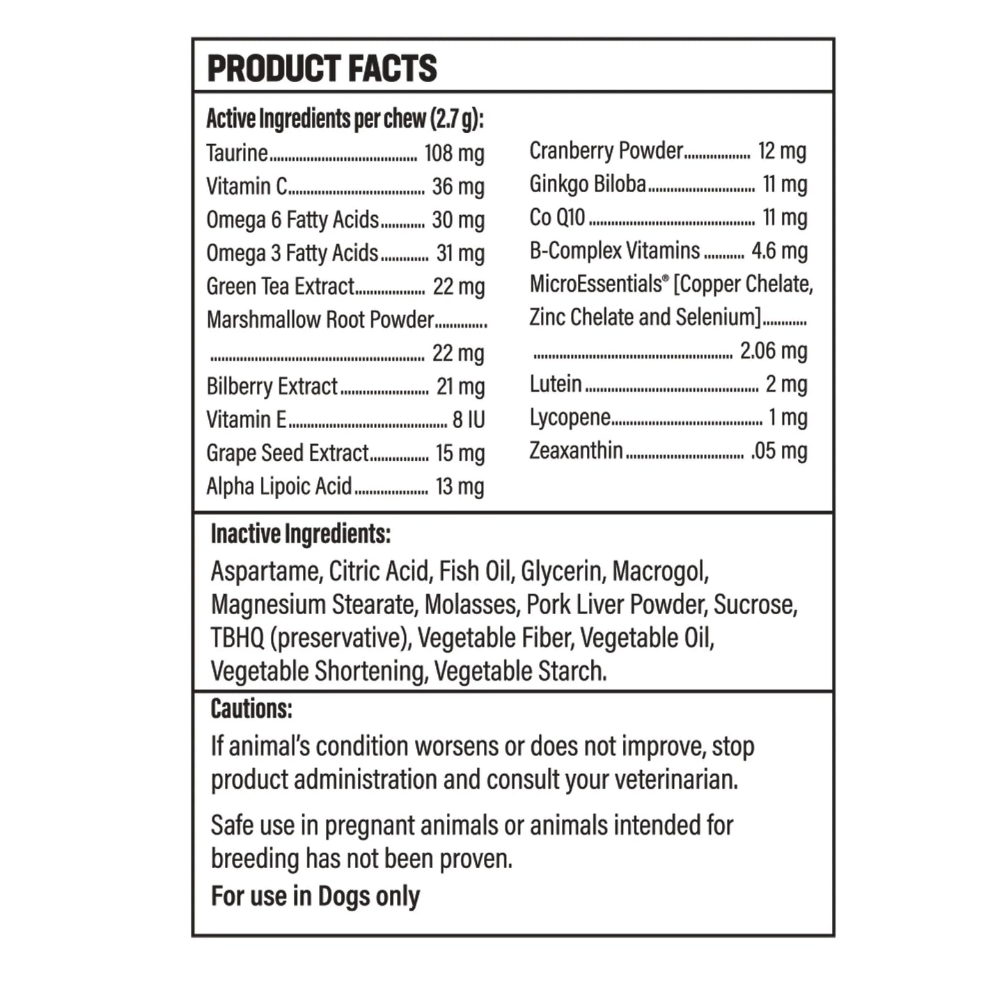 Doc Roy's® Healthy Eyes™,"Back label view of bottle with product facts panel"
