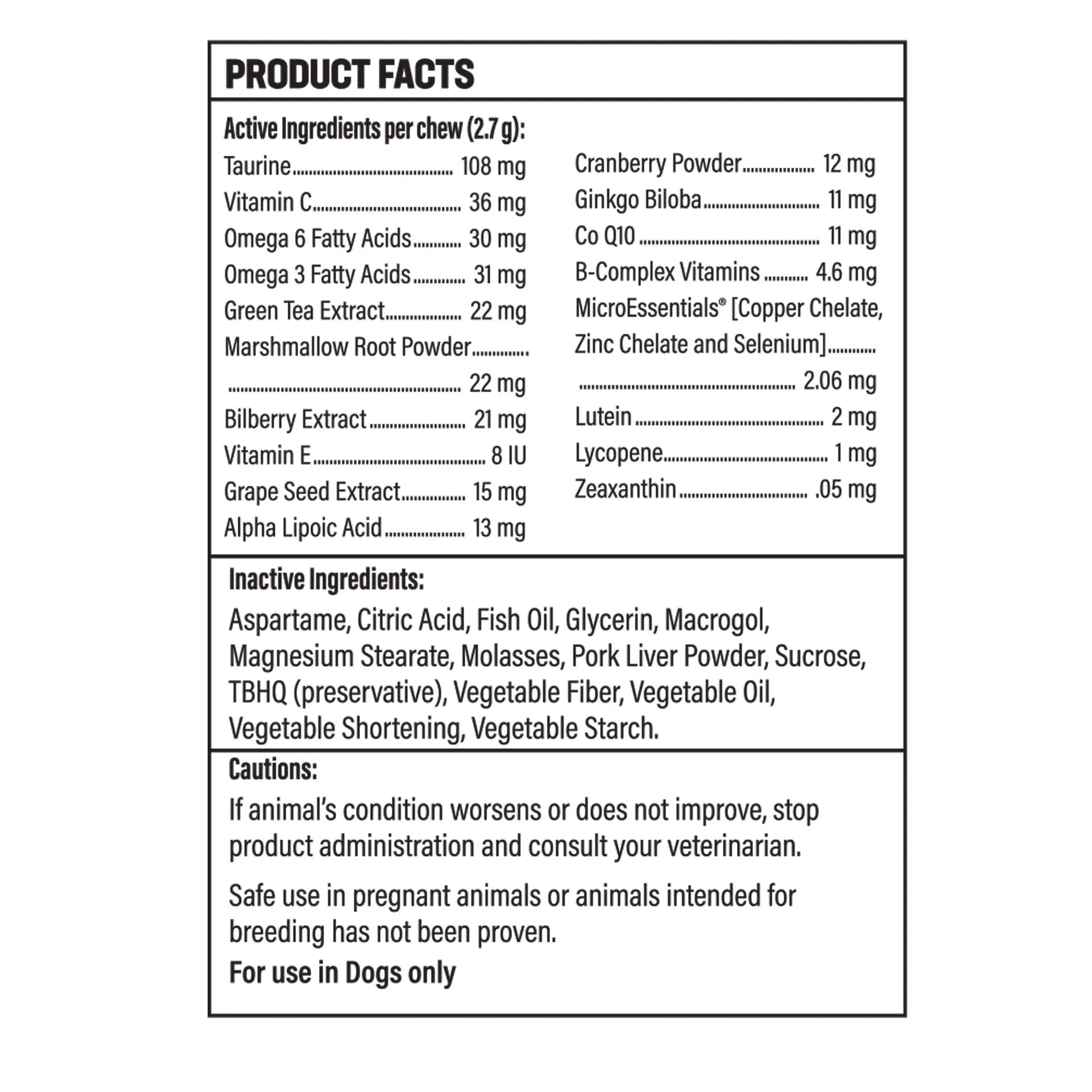 Doc Roy's® Healthy Eyes™,"Back label view of bottle with product facts panel"