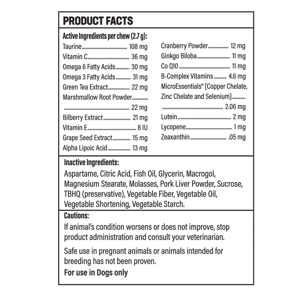 Doc Roy's® Healthy Eyes™,"Back label view of bottle with product facts panel"