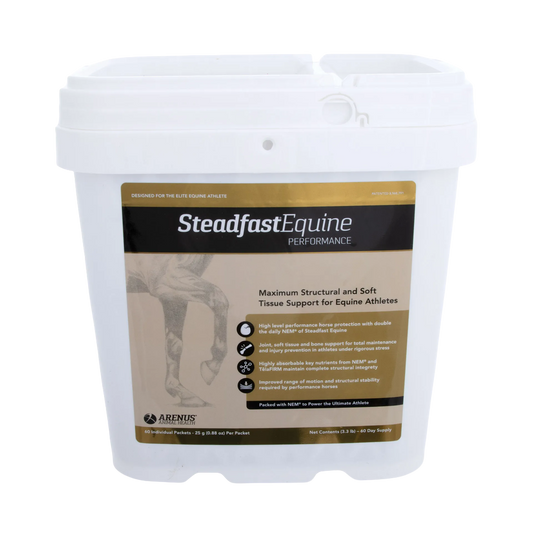 Steadfast® Equine Performance,"White plastic bucket with tamper-evident lid and front label"