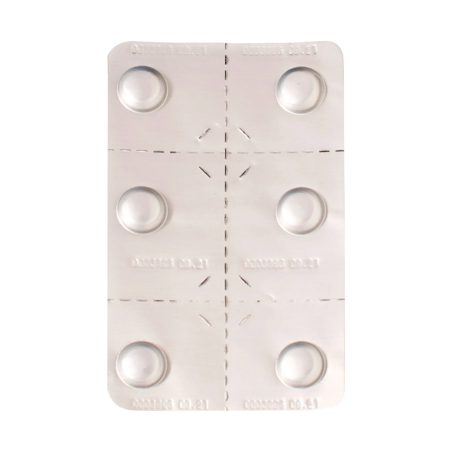 CapAction®,"Clear plastic blister pack with six round compartments"