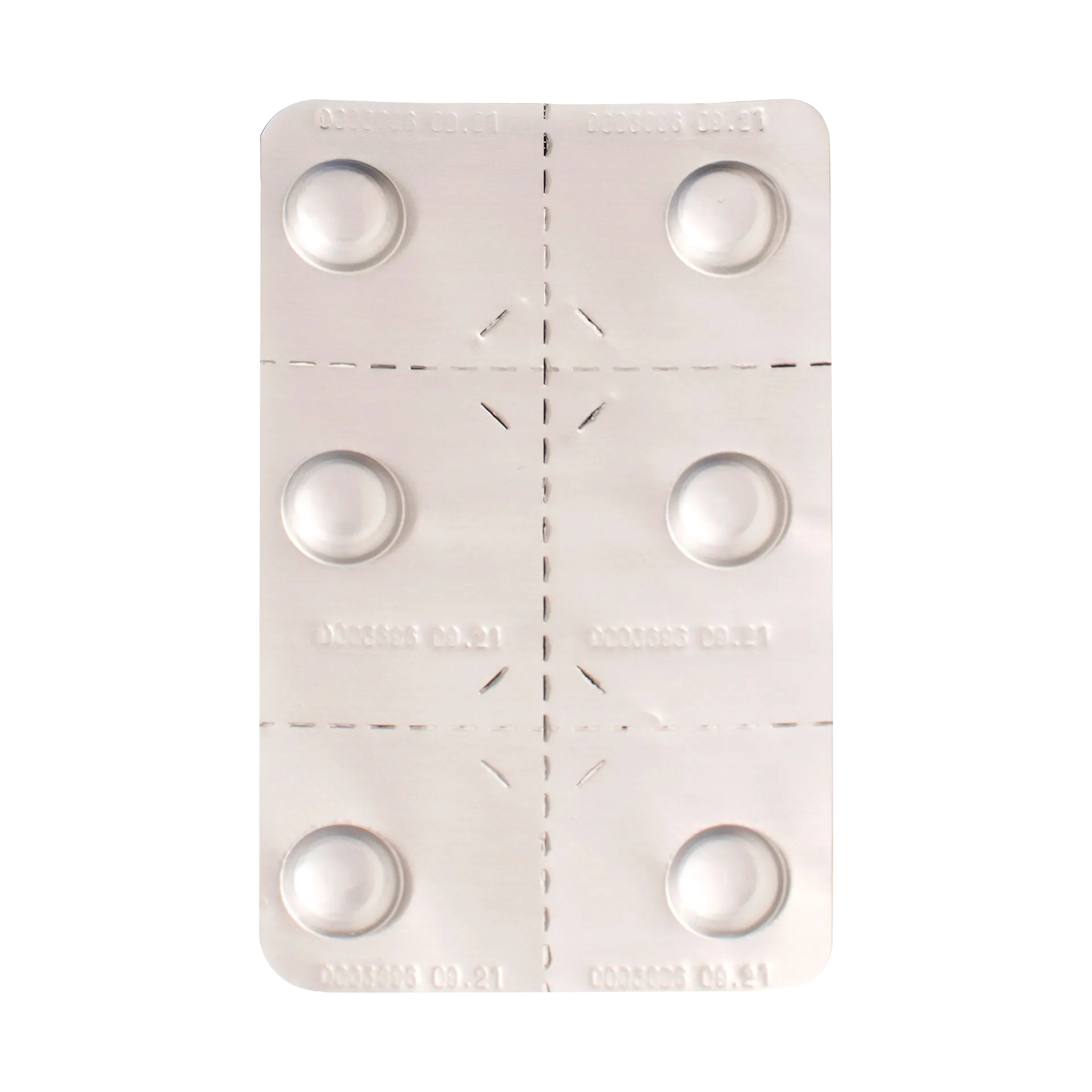 CapAction®,"Clear plastic blister pack with six round compartments"