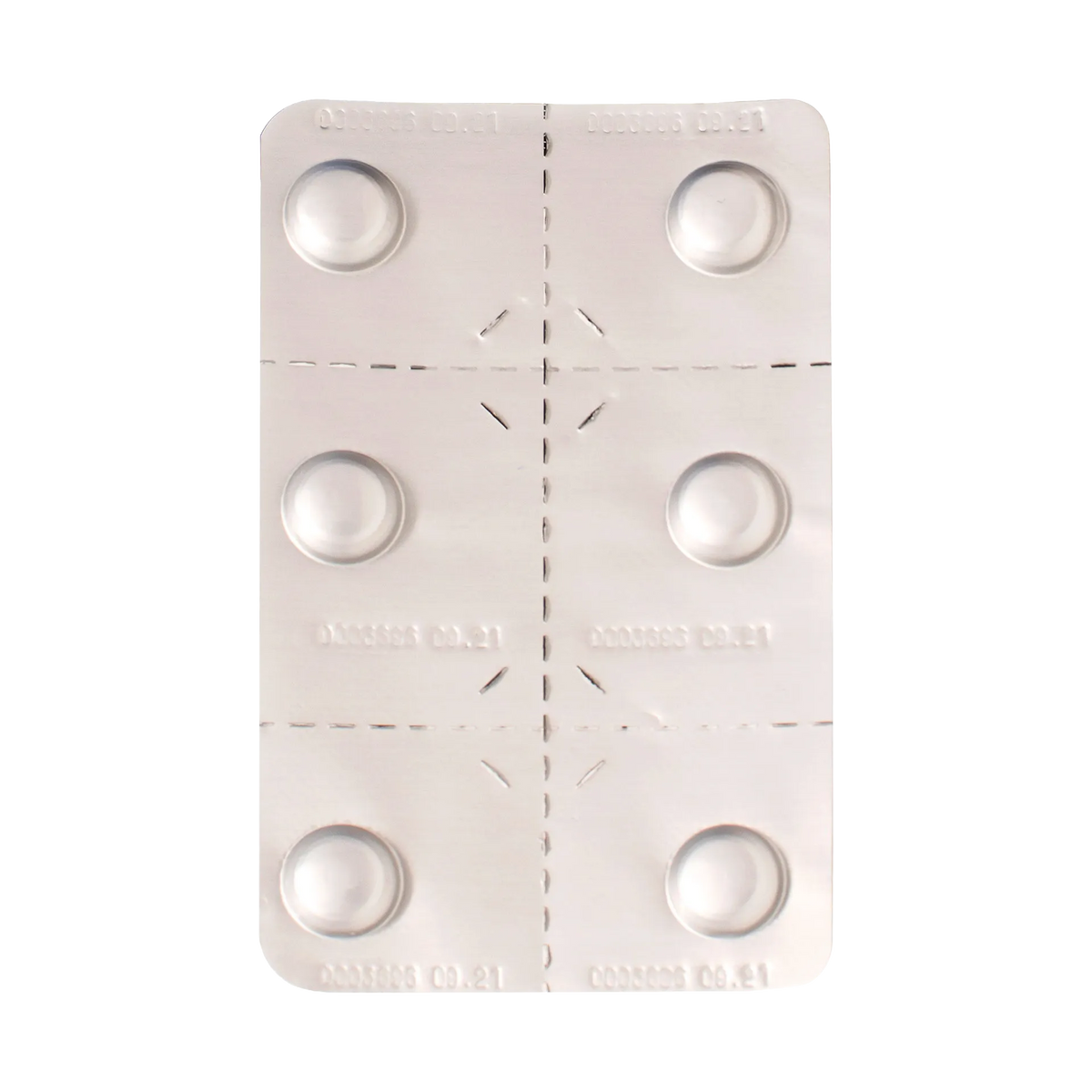 CapAction®,"Clear plastic blister pack with six round compartments"