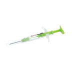 The EQUINEChip™,"Clear injector syringe with green plunger and needle cover"