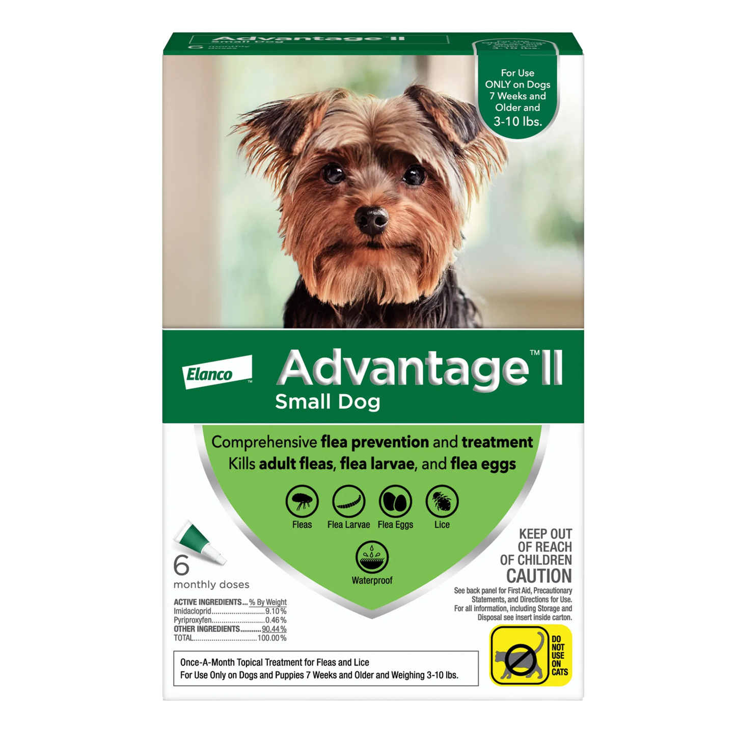 Advantage™ II for Dogs,"Front of product box with small dog photo and 6 monthly doses"