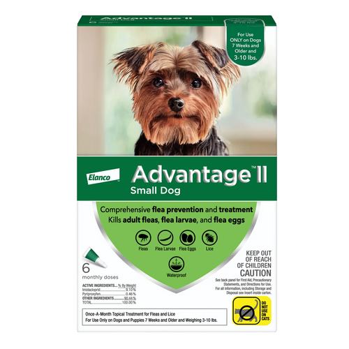 Advantage™ II for Dogs,"Front of product box with small dog photo and 6 monthly doses"