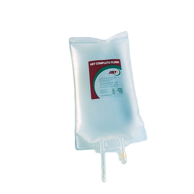 ABT Complete Flush,"Clear IV fluid bag with tubing and port"