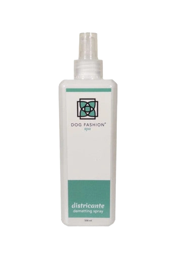 Districante Dematting Spray,"Clear spray bottle with rectangular label and cap"