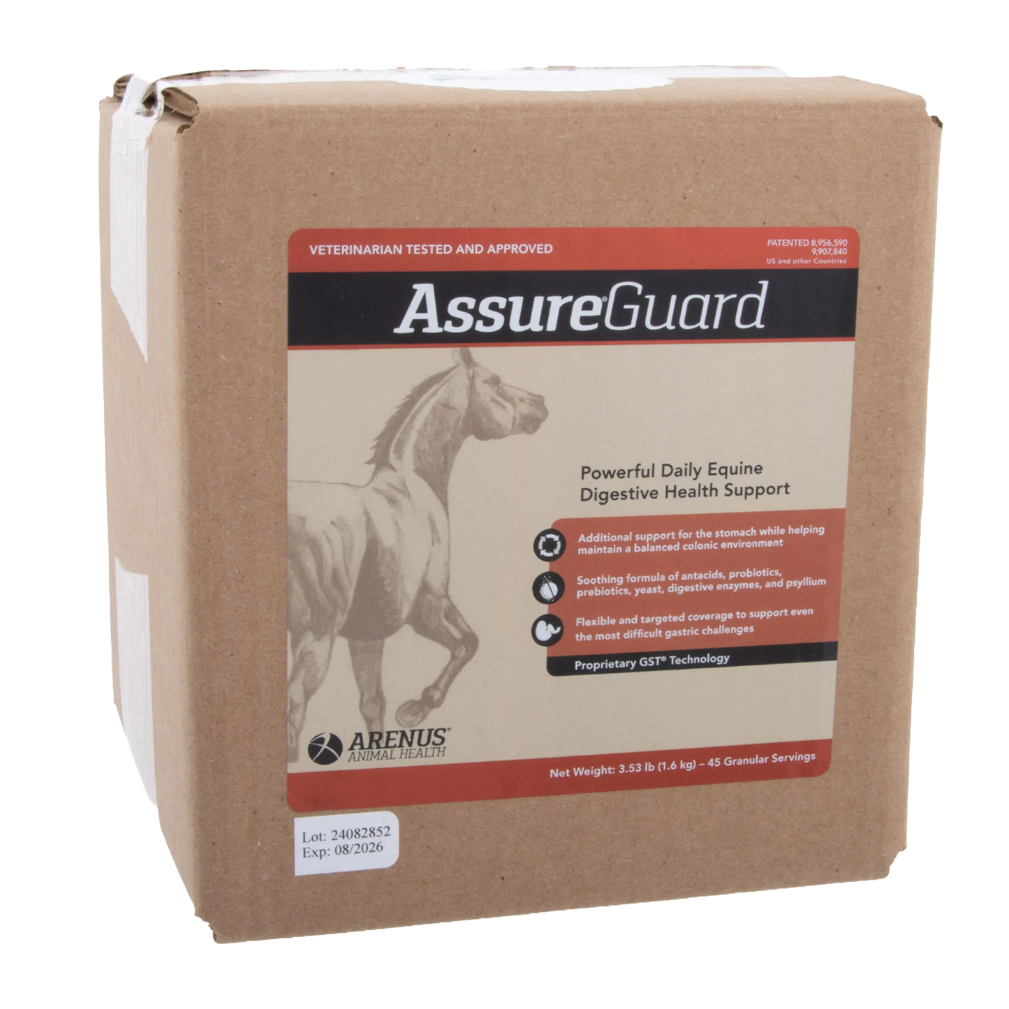 Assure® Guard,"Brown product box with front label and horse illustration"