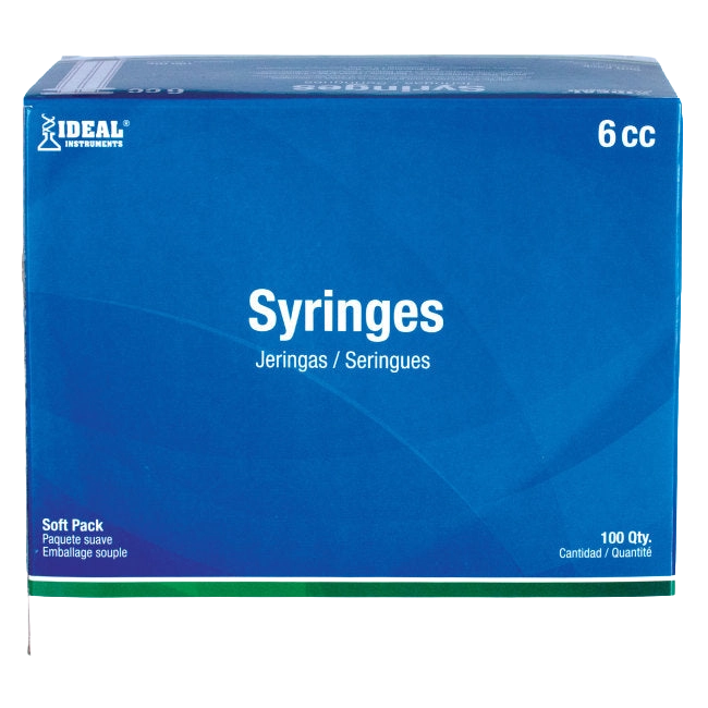 Small Syringes without Needles,"Blue syringe box front packaging view"