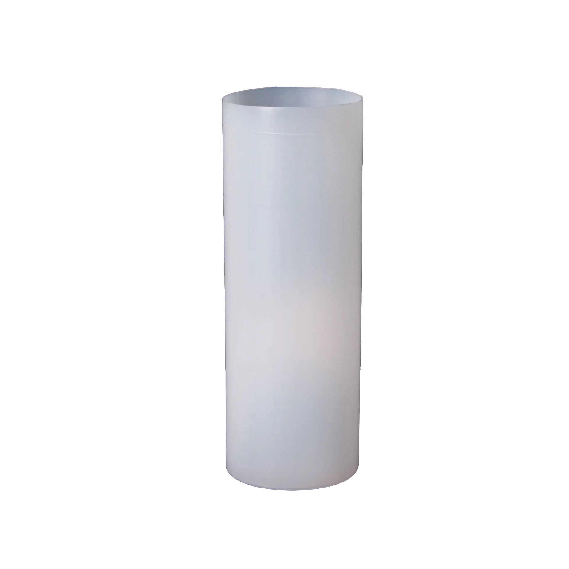 42mm Goblet,"Clear cylindrical plastic goblet, upright side view"