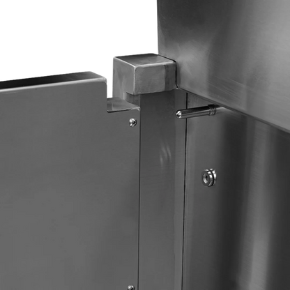 Dog Grooming Electric Tub with Sliding Door by Waggz,"Close-up of stainless steel sliding door latch"