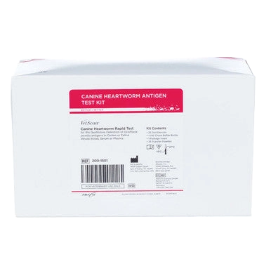 Abaxis Heartworm Test Kit,"White test kit box with front label"