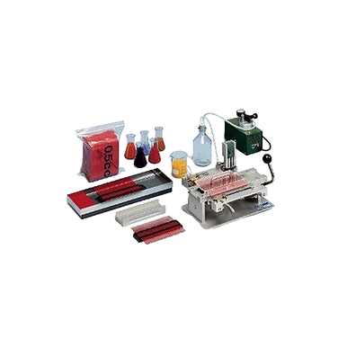 SFS Semi-Automatic Filling and Sealing Machine,"Benchtop machine with trays, vials, and attached tubing"