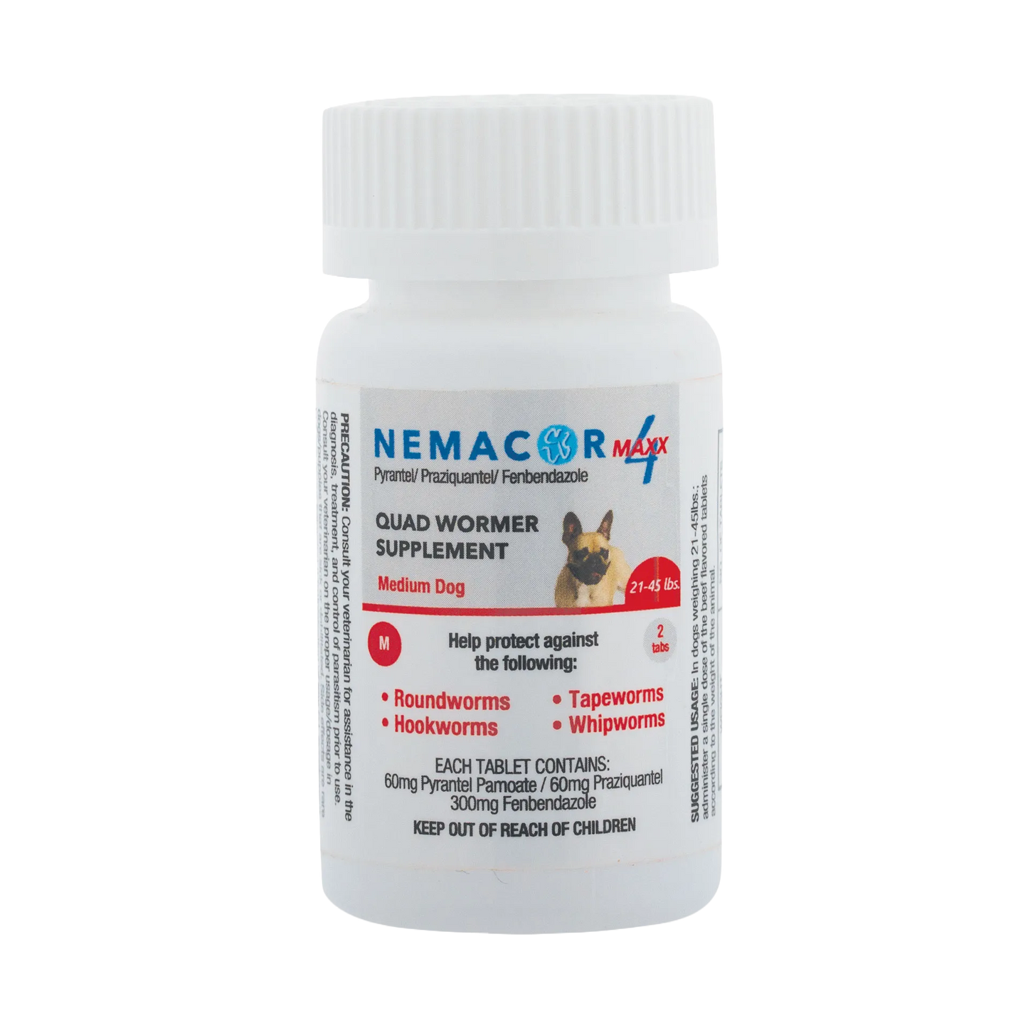 Nemacor Maxx 4,"White bottle with ribbed cap and front label"