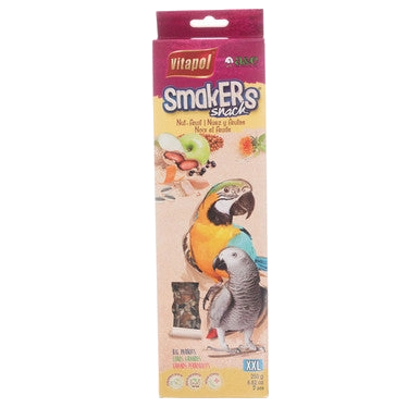 Smakers Treat Sticks,"Tall snack stick package with two parrots on front"