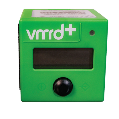 VMRD+ Reader,"Green reader unit with front display and black control knob"