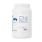 "Probios® for Dogs, Horses, and Other Animals","White plastic powder jar, back label view"