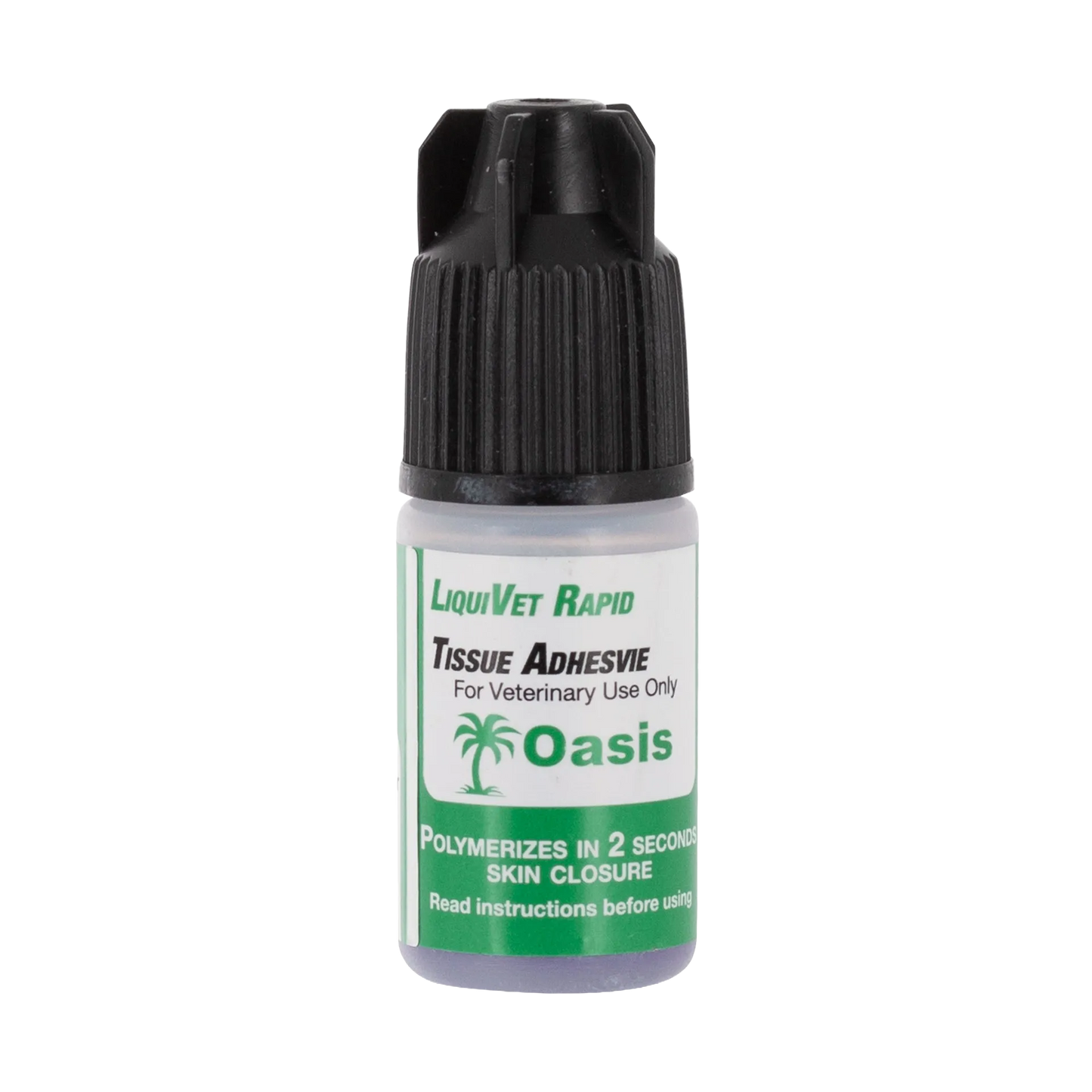 LiquiVet Rapid Tissue Adhesive,"Small adhesive bottle with black ribbed twist cap"