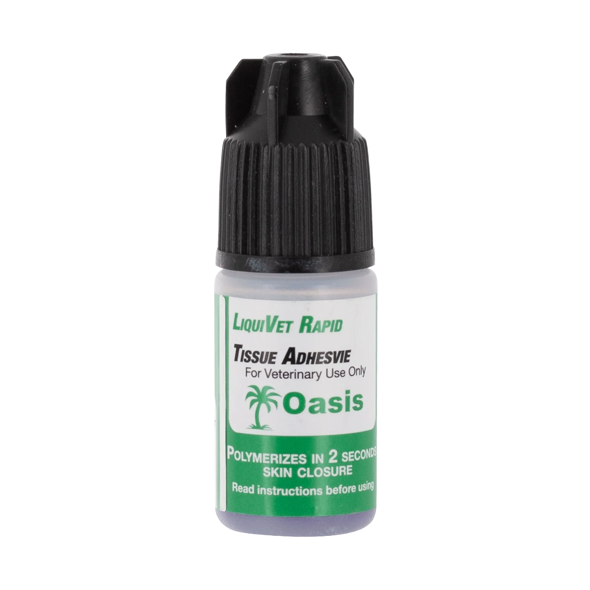 LiquiVet Rapid Tissue Adhesive,"Small adhesive bottle with black ribbed twist cap"
