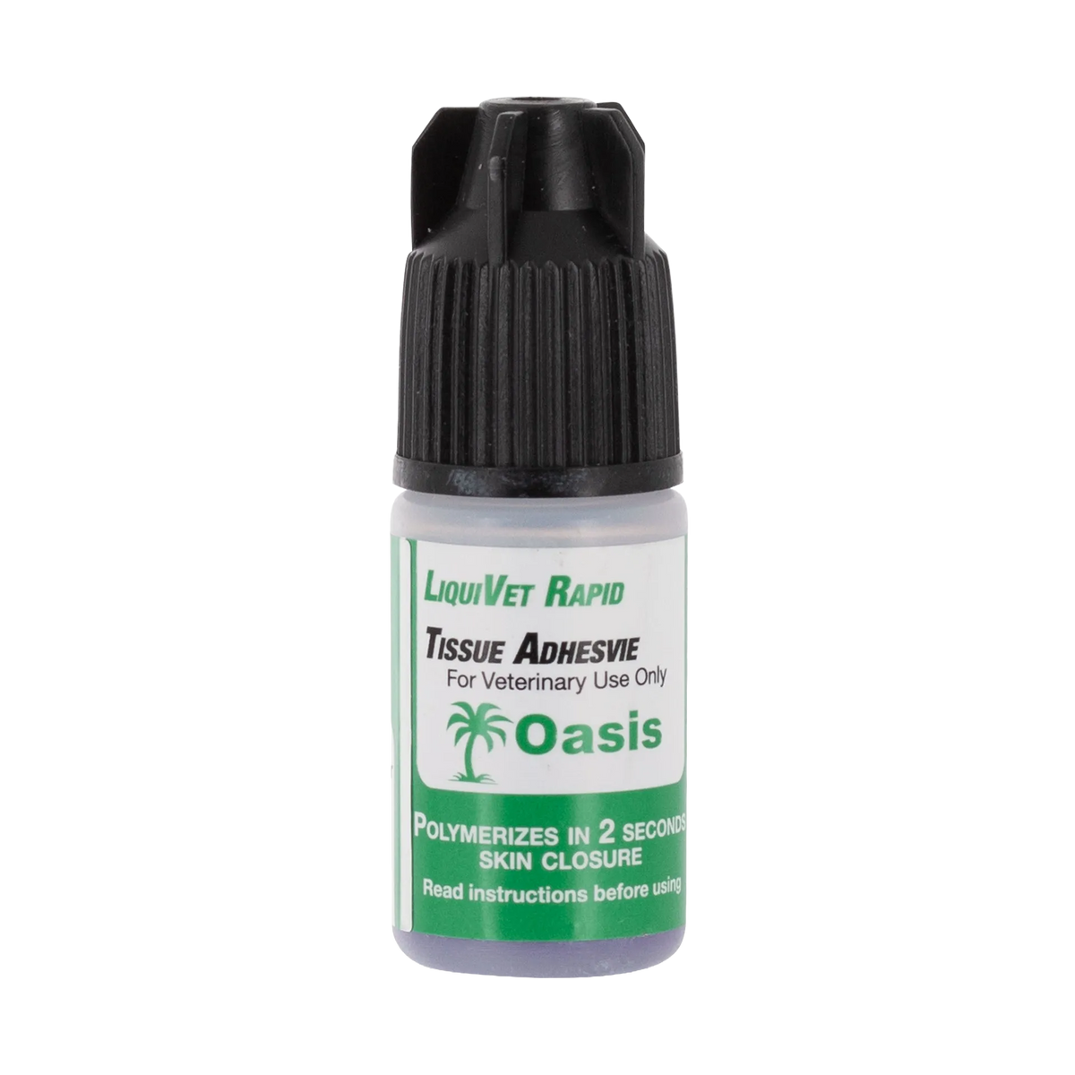 LiquiVet Rapid Tissue Adhesive,"Small adhesive bottle with black ribbed twist cap"