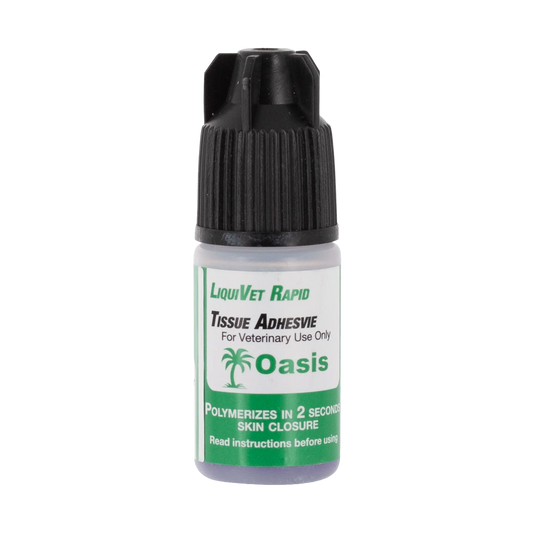 LiquiVet Rapid Tissue Adhesive,"Small adhesive bottle with black ribbed twist cap"