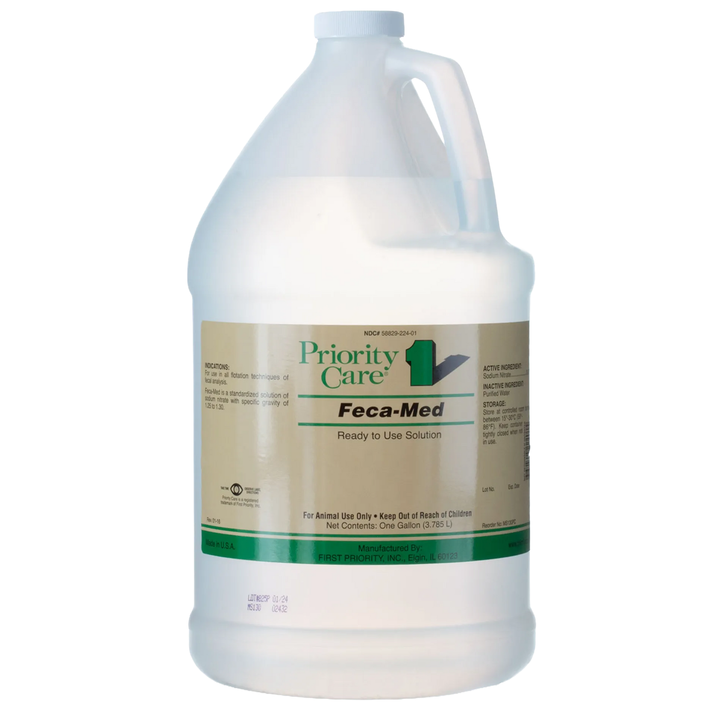 Fecal Solution,"White gallon jug with handle and front label"